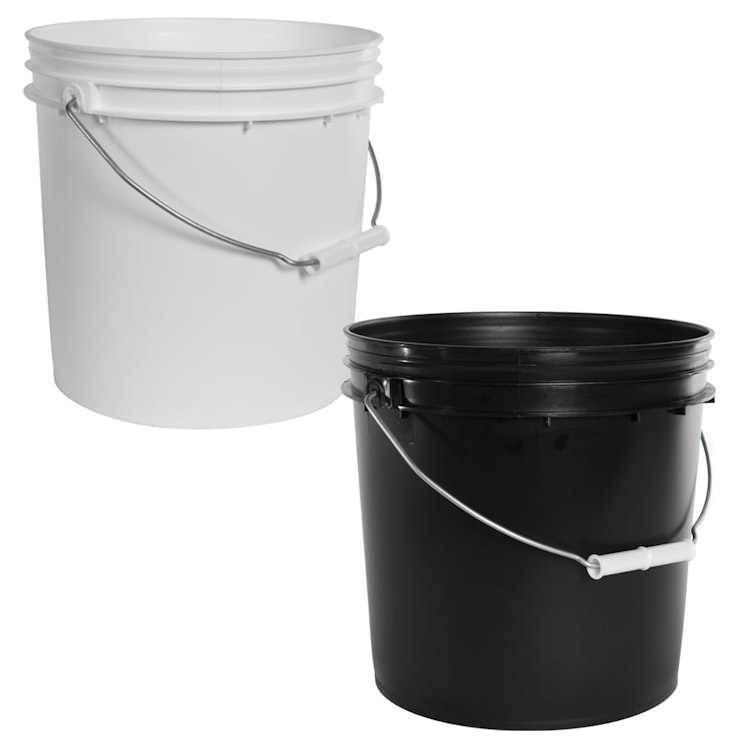 2 Gallon Economy Buckets with Wire Bail & Lids U.S. Plastic Corp.